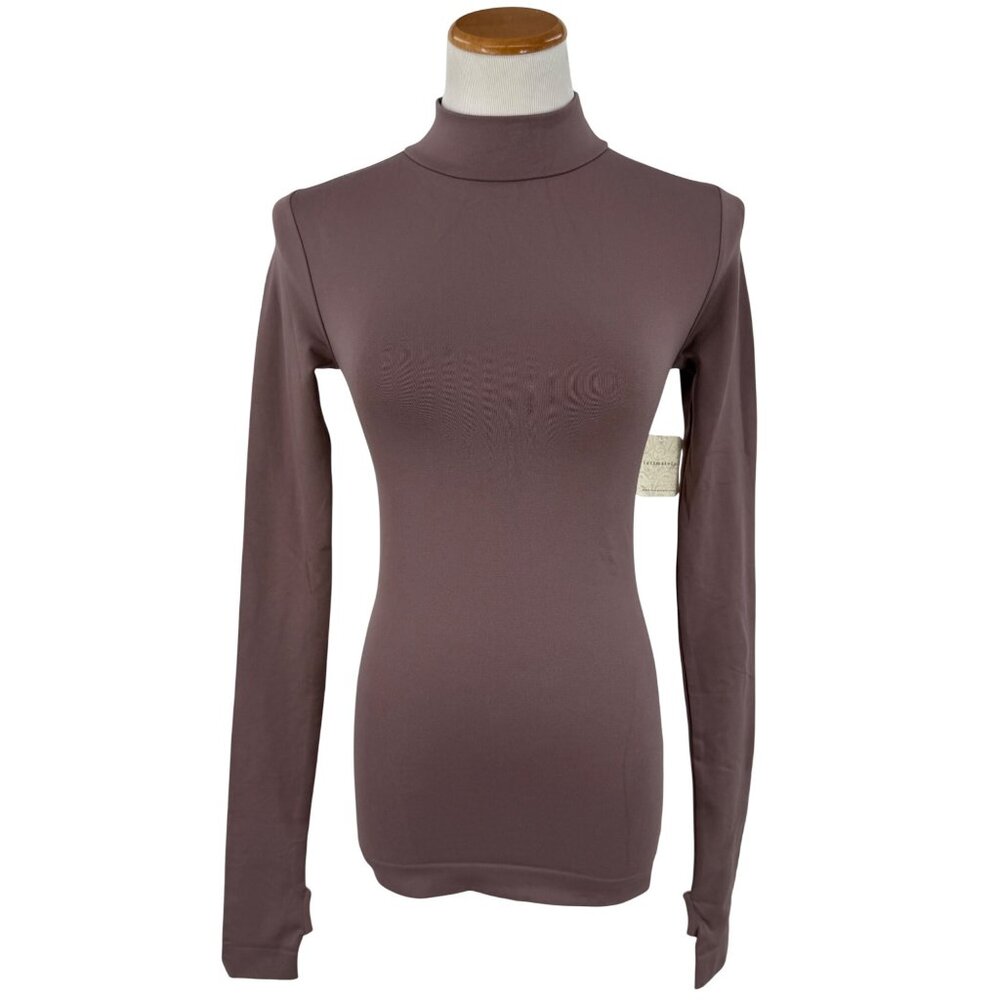 NWT Free People Seamless Mock Neck w/Thumbholes Stretch Long Sleeve Layering Top - Picture 2 of 11
